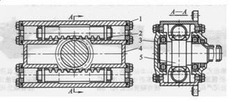 雙缸雙作用式擺動(dòng)液壓馬達(dá)結(jié)構(gòu)