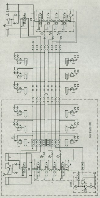 重型多軸全掛車的液壓系統(tǒng)原理圖